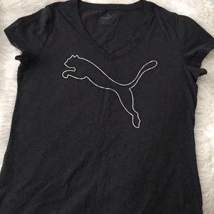 Puma Logo Dark Grey V-Neck tee shirt